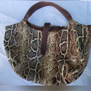 LANGELLOTTI Italian Leather Bag Snakeskin Print Genuine Leather Made In Italy